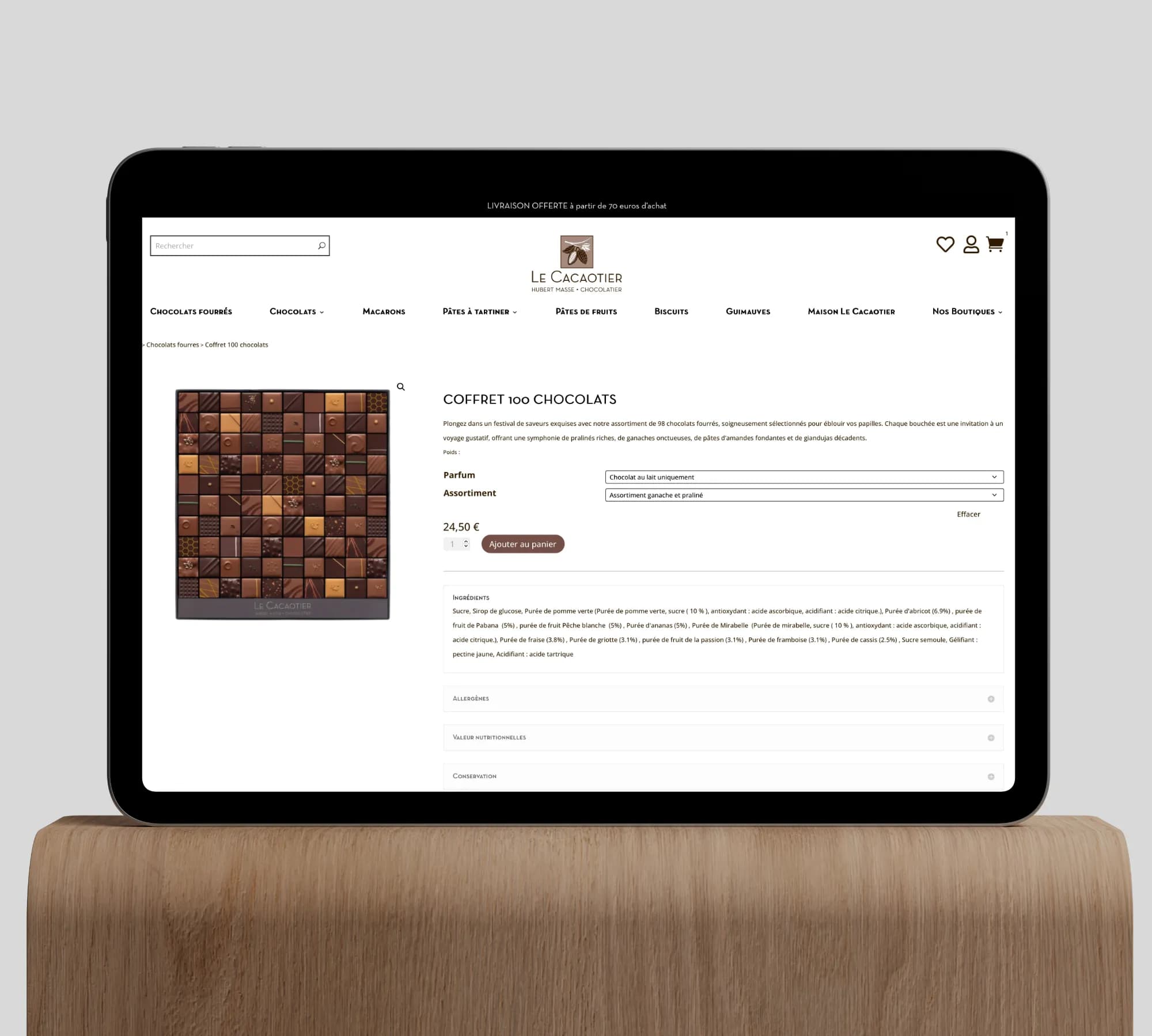 Sélection d’un parfum avec informations dynamiques